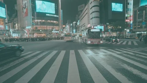 Busy Intersection in a Modern City at Night Stock Footage 314666880