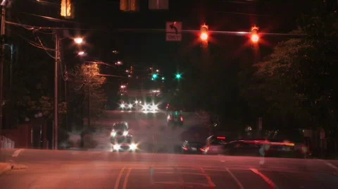 Busy Intersection at Night Stock Footage 116928