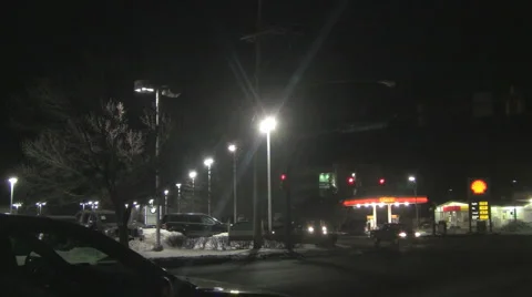 Busy intersection at night Stock Footage 1052870