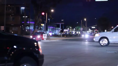 Busy intersection at night Stock Footage 47465604