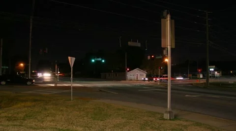 Busy Intersection at Night Timelapse Stock Footage 8691355