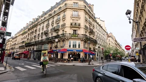 Busy Intersection in Paris Over Time Stock Footage 295402914