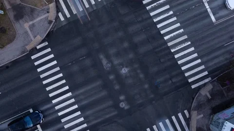 Busy Intersection in Riga, Latvia, Top Down, Static View, Fast Paced Theme Video stock 296578627