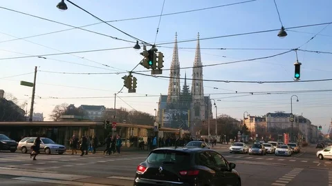 Busy intersection of Ringstrasse, Vienna, Austria Stock Footage 114488031