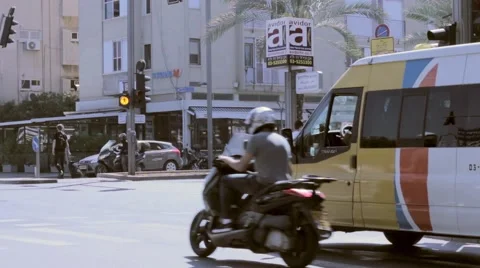 Busy Intersection in Tel Aviv, Israel Stock Footage 44188416