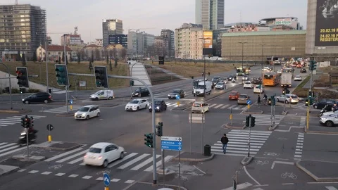 Busy intersection with traffic light Stock Footage 103251975
