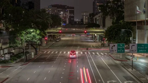 Busy intersection with traffic in Los Angeles Video stock 82470542