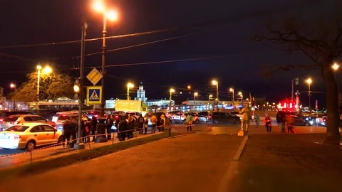 Busy intersection on the waterfront - Timelapse Stock Footage 119962189