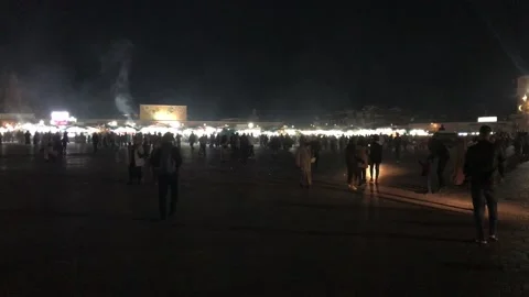 Busy Jemaa el Fna square Stock Footage 200414728