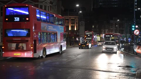 At The Busy Junction of Lee High Road and Lewis Grove (Lewisham, London) Stock Footage 229899553