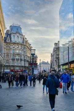 Busy Leicester Square in London Stock Photos