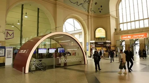 Busy Luxembourg train station Stock Footage 73661539