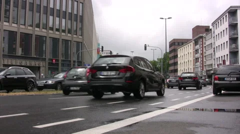 Busy main road in central cologne with traffic Stock Footage 51749490