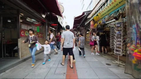 Busy main road in Old Taipa, Macau Stock Footage 68672487