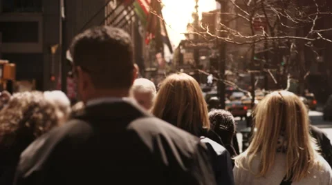 Busy Manhattan street, full of tourist and business people. New York City. Stock Footage 59585164