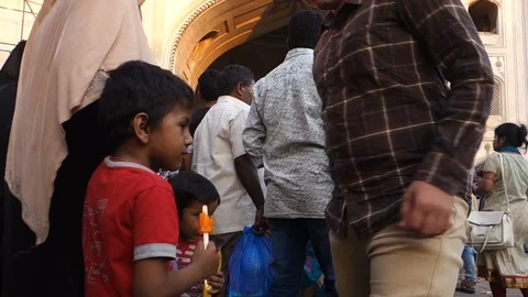 Busy market at Charminar Stock Footage 99079826