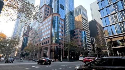 Busy Melbourne City Intersection Vídeos de archivo 296090686