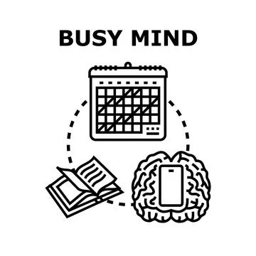 Busy mind managing schedule and information overload concept Stock Illustration