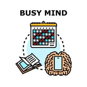 Busy mind managing schedule and information overload concept Stock Illustration