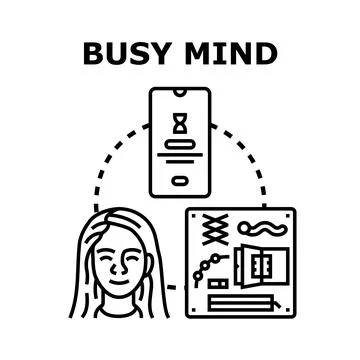Busy mind processing digital information and thoughts Stock Illustration