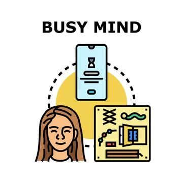 Busy mind processing digital information and thoughts Stock Illustration