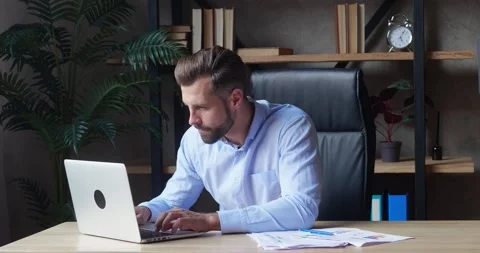 Busy multitask worker. Serious businessman working on business project in loft Stock Footage 162108384