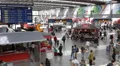 Busy Munich Central Railway Train Station People Travelers Traveling Rush Hour HD Footage