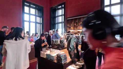 Busy Museum Store in Paris Stock Footage 293029875