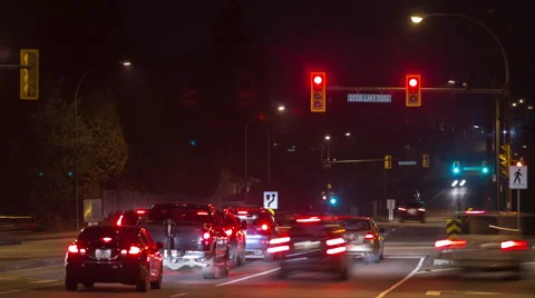 Busy night traffic at intersection Video stock 49177652