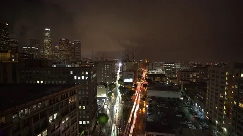 Busy Night Traffic Long Exposure Video (light trails) Los Angeles  Stock-Footage 71556935