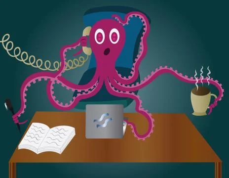 Busy octopus Stock Illustration