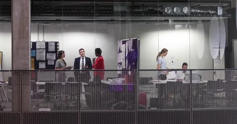 Busy office at night Stock Footage 79198685