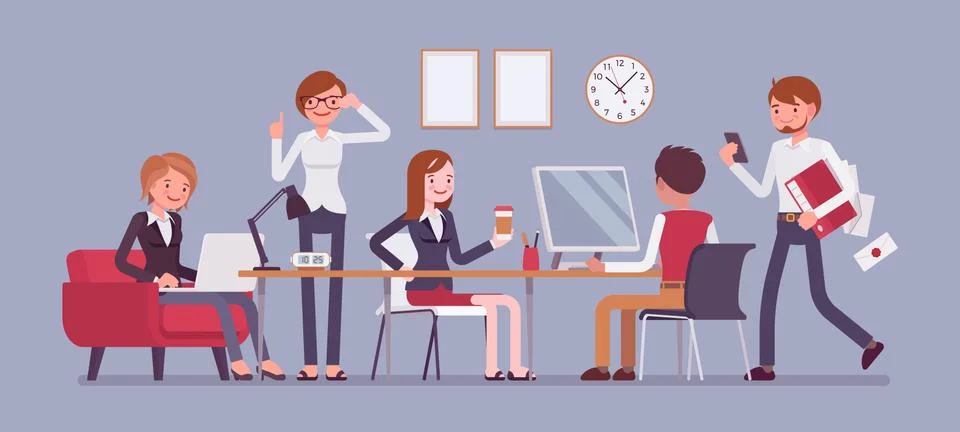 Busy office work Stock Illustration