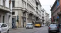 Busy Old City Italian Vintage Tram Milan Expo 2015 Italy Cars Passing People Day HD Footage