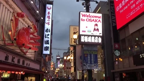 Busy Osaka downtown Stock Footage 131394697