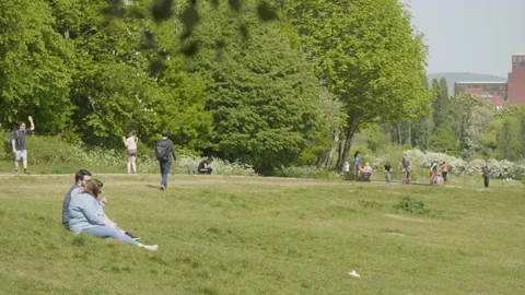 Busy park during lockdown 01 Stock Footage 130662105