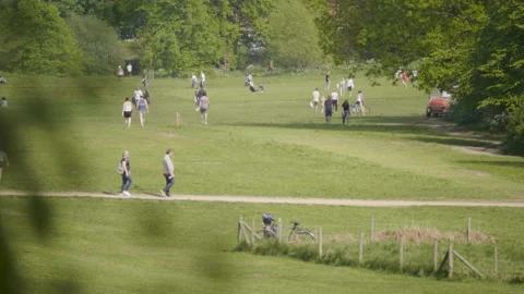 Busy park during lockdown 03 Stock Footage 130662657