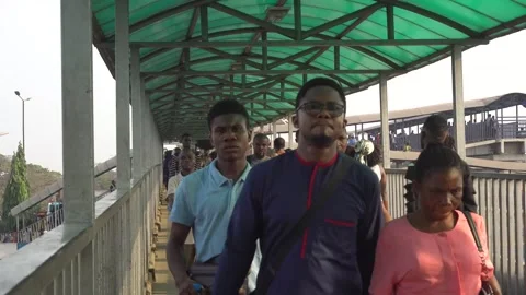 Busy pedestrian on the bridge Video stock 245232557