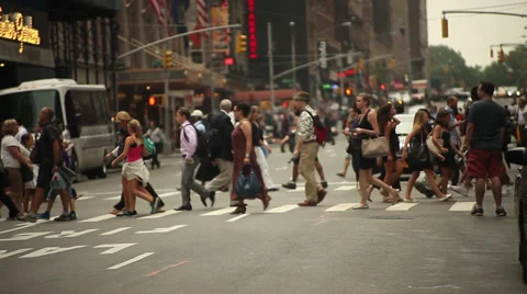 Busy Pedestrian Crossing Stock Footage 31740443