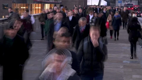 Busy pedestrians commuting during rush hour Stock Footage 121098376