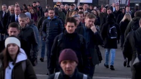 Busy pedestrians commuting during rush hour Video stock 121102260