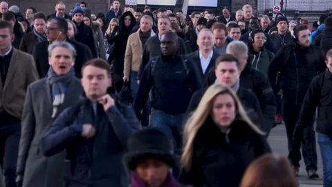 Busy pedestrians commuting during rush hour Stock Footage 121109466