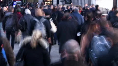 Busy pedestrians commuting during rush hour Video stock 121163002