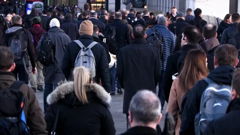 Busy pedestrians commuting during rush hour Video stock 121196640