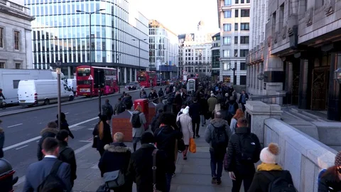 Busy pedestrians commuting during rush hour Video stock 121199916