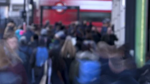 Busy pedestrians commuting during rush hour Video stock 121208746