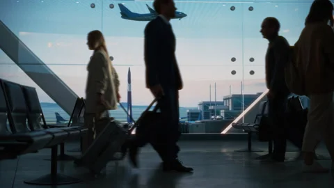 Busy People Airport Terminal Stock Footage 167892106