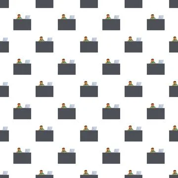 Busy people working on laptops seamless pattern Illustrazione stock
