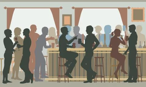 Busy pub bar Illustrazione stock