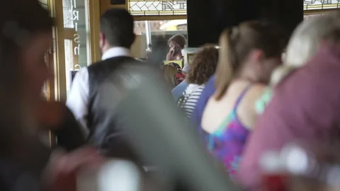 Busy restaurant bar depth of field shot Stock Footage 208537310